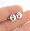 Japanese & Korean Cute Bear Paw Heart-Shaped Cartilage Earrings - Simple Stainless Steel Studs