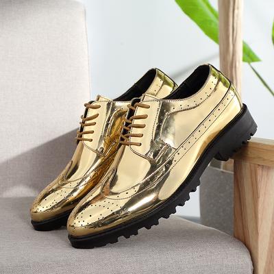 2025 Casual Leather Shoes Men Superstar Brogues Formal Leather Shoes Oxford Gold Shoes Lace-up Hombres Silver Large Size 47 Ghn