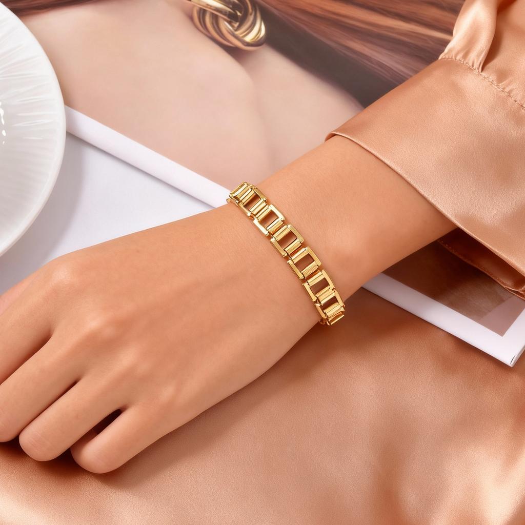 Fashion Women's Watch Strap Chain Bracelet Gold Plated Stainless Steel Chunky Link Chain Bracelets Punk Jewelry Gift