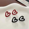 Temperament Trendy Hollow Love Heart Red Enamel Stud Earrings for Women Girls Retro Charm Korea Fashion Jewelry Y2K Accessories