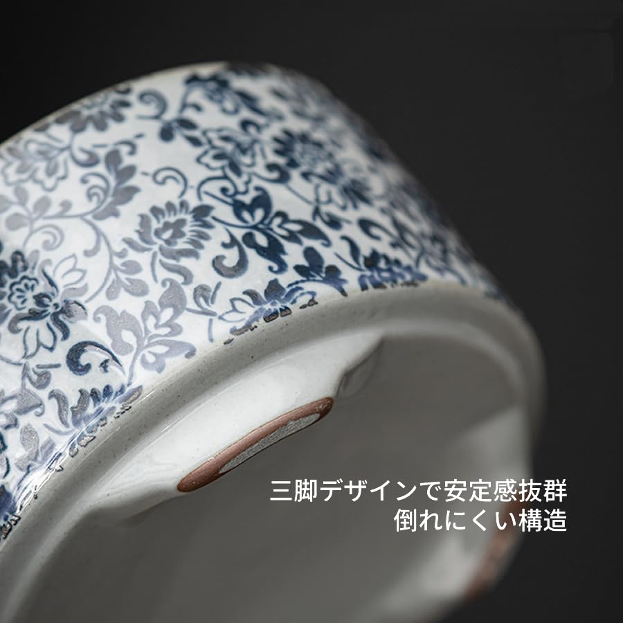 Stylish ceramic incense holder with lid, stainless steel mesh, and non-flammable sheet. Incense set with spiral incense. Perfect for Buddhist altars,