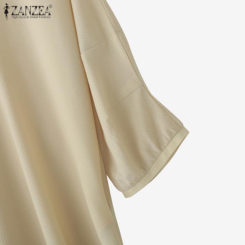 ZANZEA Lässige, lockere Bluse mit Rundhalsausschnitt und 3/4-Ärmeln für Damen