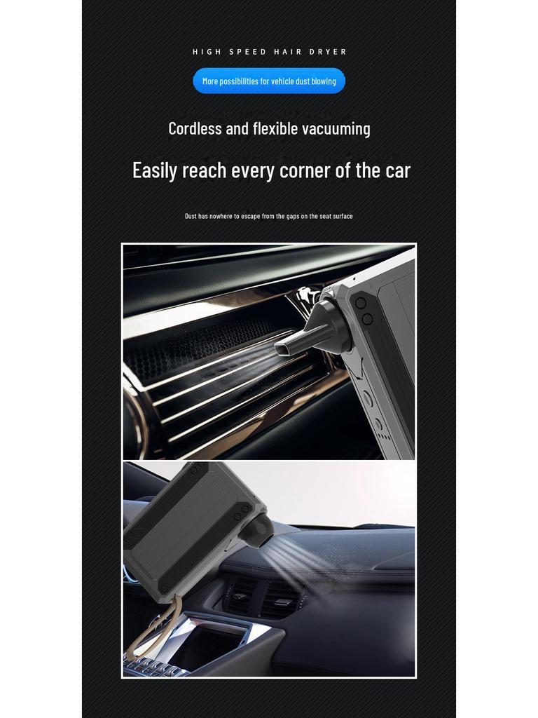 W10 Multifunctional High-Speed Turbo Fan with LED Light & Power Bank - 130,000 Speed Dust Removal Hair Dryer