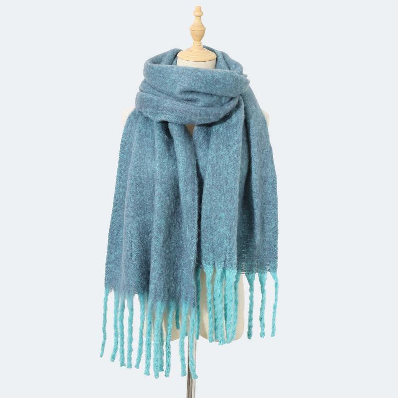 Scarf autumn and winter new women's shawl long tassel thick beard versatile thickened skin-friendly solid color scarf