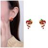 1Pair Premium Sense Flash Party Series Apple Stud Earrings Fashion Temperament Earrings