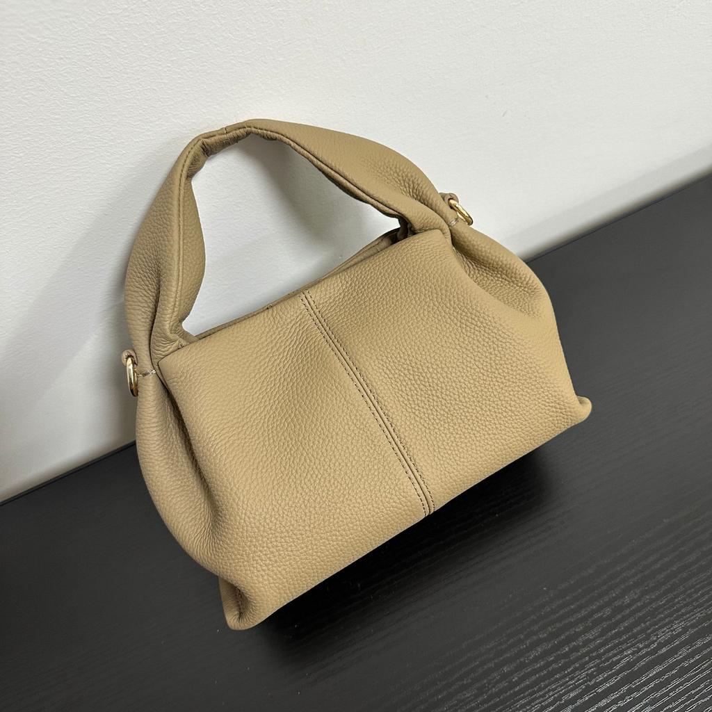 Haute couture first layer cowhide pleated cloud bag niche high-end handbag oblique span shoulder bag women's 2025 new