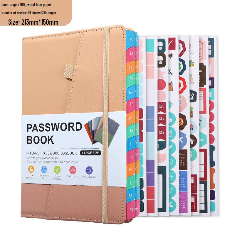 A5 Password-Protected Notebook for Website & Contact Management