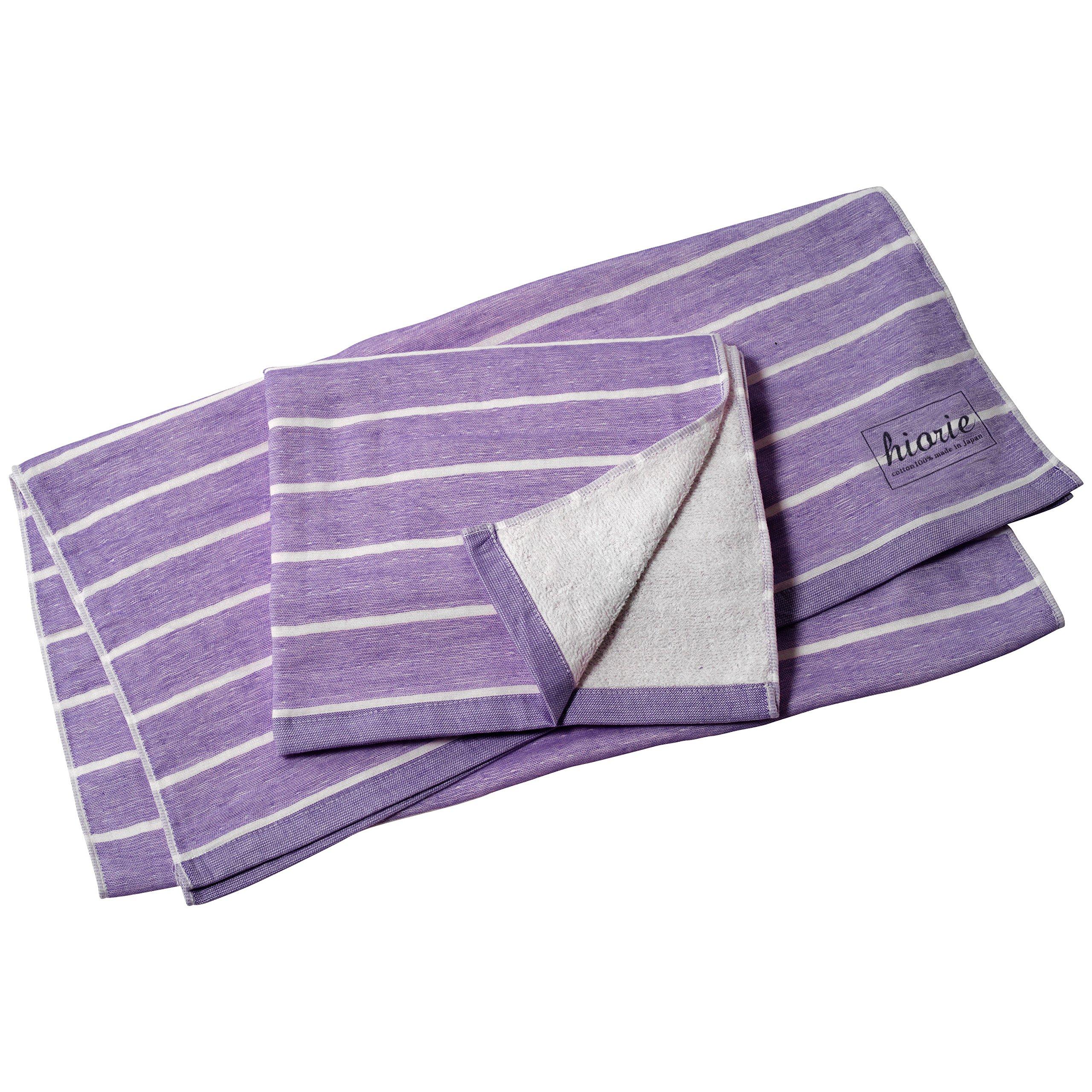 

hiorie Border Gauze Bath Set of Senshu Towel Japanese-made Towels, 2, Grape, виноградный