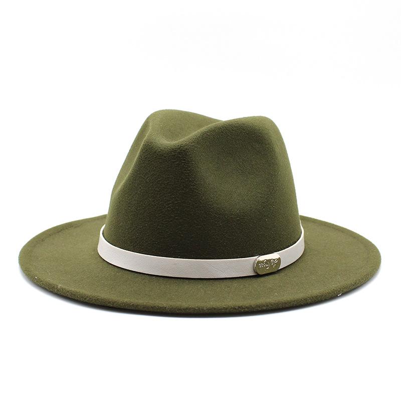 Top Hat British Classic Jazz Hat Wool Hat Big Eave Hat Versatile Flat Edge Hat Felt Hat