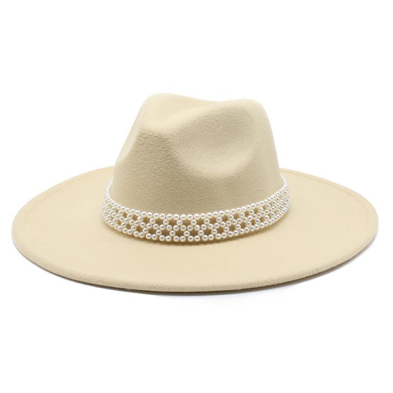 Hepburn Woolen Jazz Top Hat For Men And Women Casual 9.5Cm Big Edge Jazz Hat Felt Hat