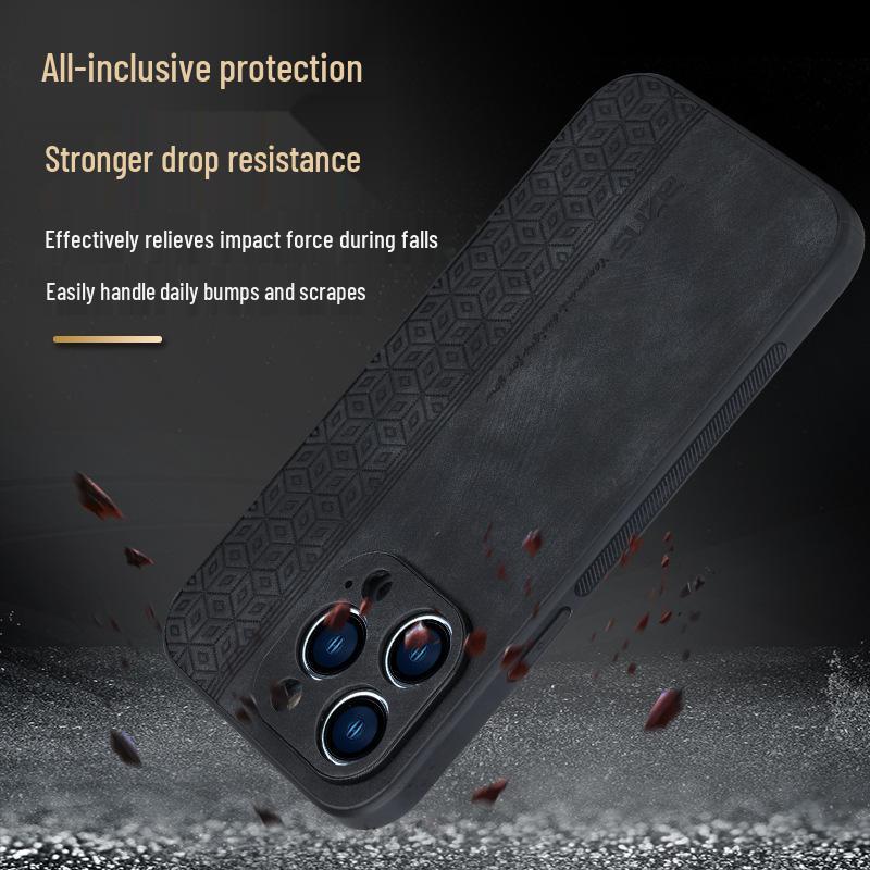Apple 17 Phone Case: New Skin Feel, Printed Leather Texture, Drop-Proof, Protective Case for 12, 13, 15 Pro.