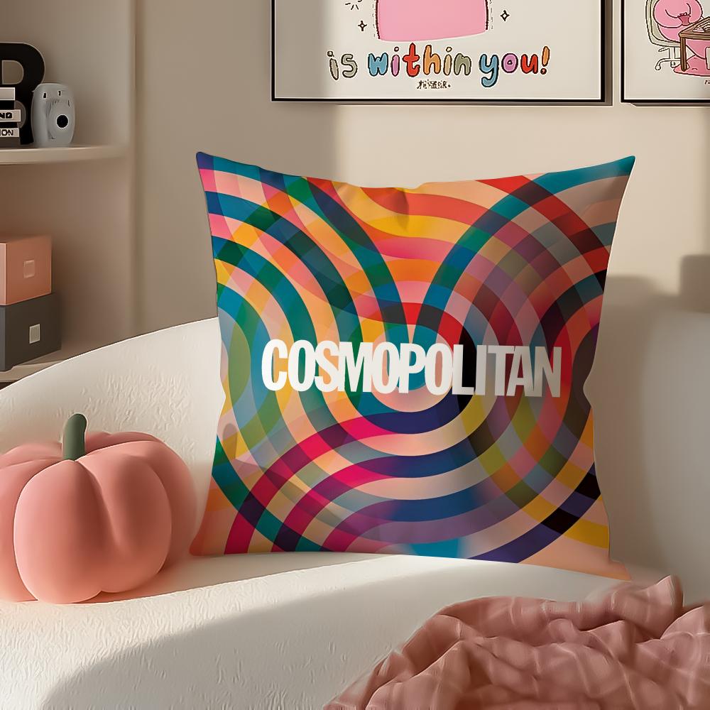 Trendy Magazine CCosmopolitan Cushion Cover Pillowcase Short Plush Invisible Zipper Room Sofa Cushion Cover