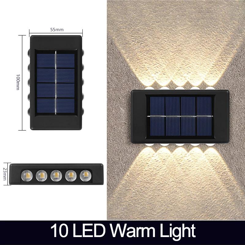 LED Solar Lights Wall Lamp Waterproof Outdoor UP and Down Lighting Solar Powered Lamps Garden Fence Yard Decoration Sunlight