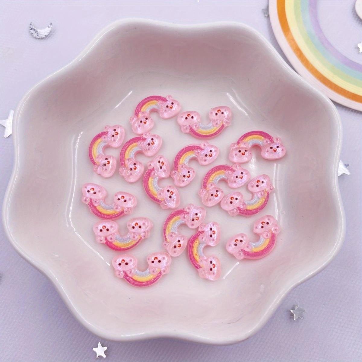 

50 шт., блестящие мини-каваи, кролик, радуга, ногти, плоская задняя часть, каменные аппликации, сделай сам, свадебный декор для скрапбукинга, ювелирные аксессуары, ремесла розовый