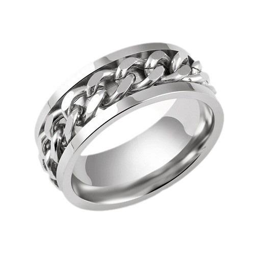 Rotatable Engraved Chain Bottle Opener Titanium Steel Ring Men's Stainless Steel Wine Opener Ring