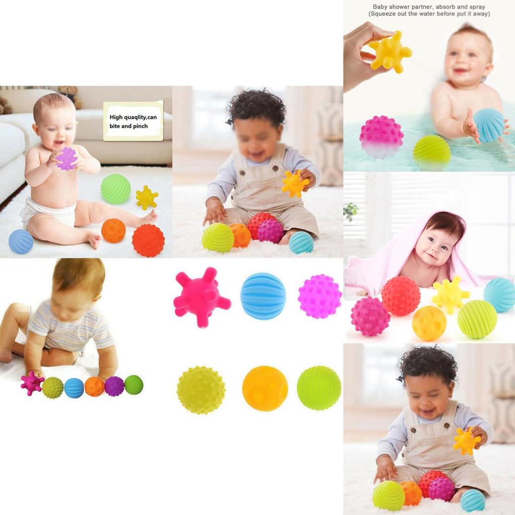 6pcs Baby Soft Massage Sensory Development Puzzle Ball Sound Toys For Infants
