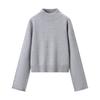 Korean Style Solid Color Casual Stand Collar Loose Knit Cardigan