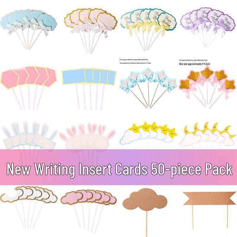 50-Piece Blank Insert Cards for Cake Decorations and Celebrations