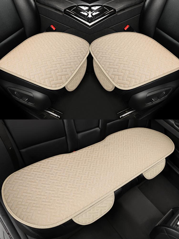 Linen Car Seat Cover Suitable For All Seasons, Small Three Piece Single Seat Anti-Skid Protector, Universal For Most Suvs, Truck
