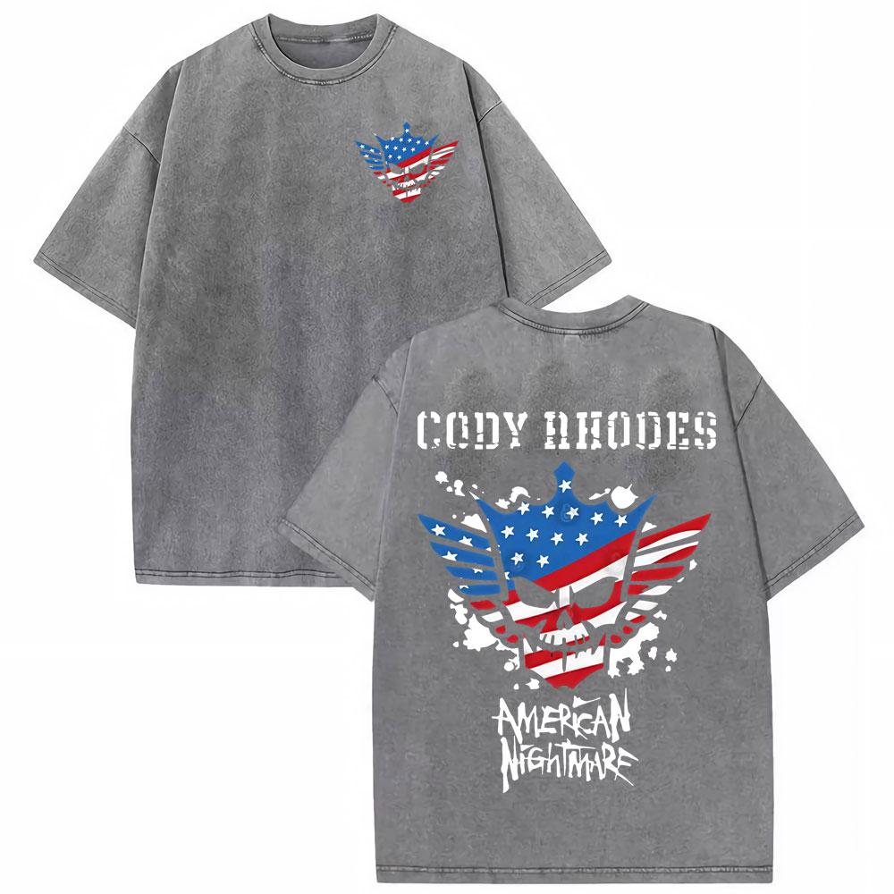 Cody Rhodes American Nightmare Vintage Washed Tee Shirt Unisex Women Casual Cotton Oversized Tshirt Harajuku Short Sleeve T Shirts