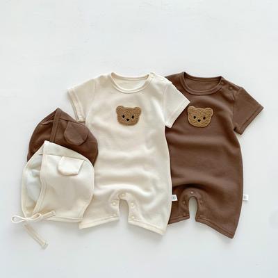 Newborn Infant Baby Boys Girls Romper Short Sleeves Baby Jumpsuit Cute Bear Newborn Clothes Summer Thin Bodysuits
