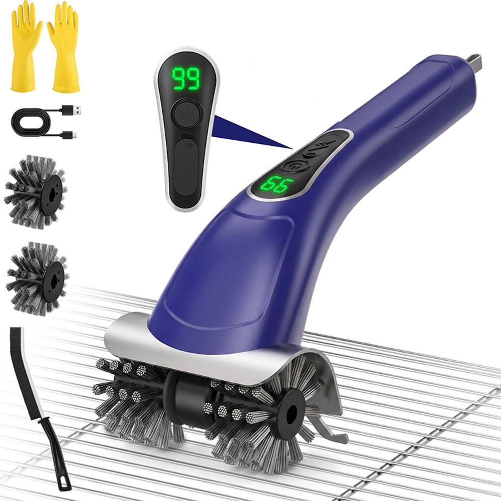 2-Speed Settings Electric Grill Brush Rechargeable Rotating Barbecue Brush Outdoor Grilling синий