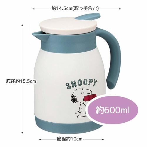 Skater Thermal/Cold Vacuum Dual Structure Stainless Steel Tabletop Pot Wide Mouth Pitcher Thermos 600ml Snoopy Peanuts VSP6