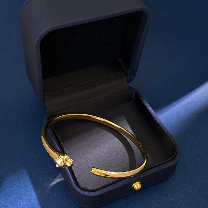 European and American Style Leopard Head Open Bracelet - Trendy and Fashionable Cheetah Jewelry