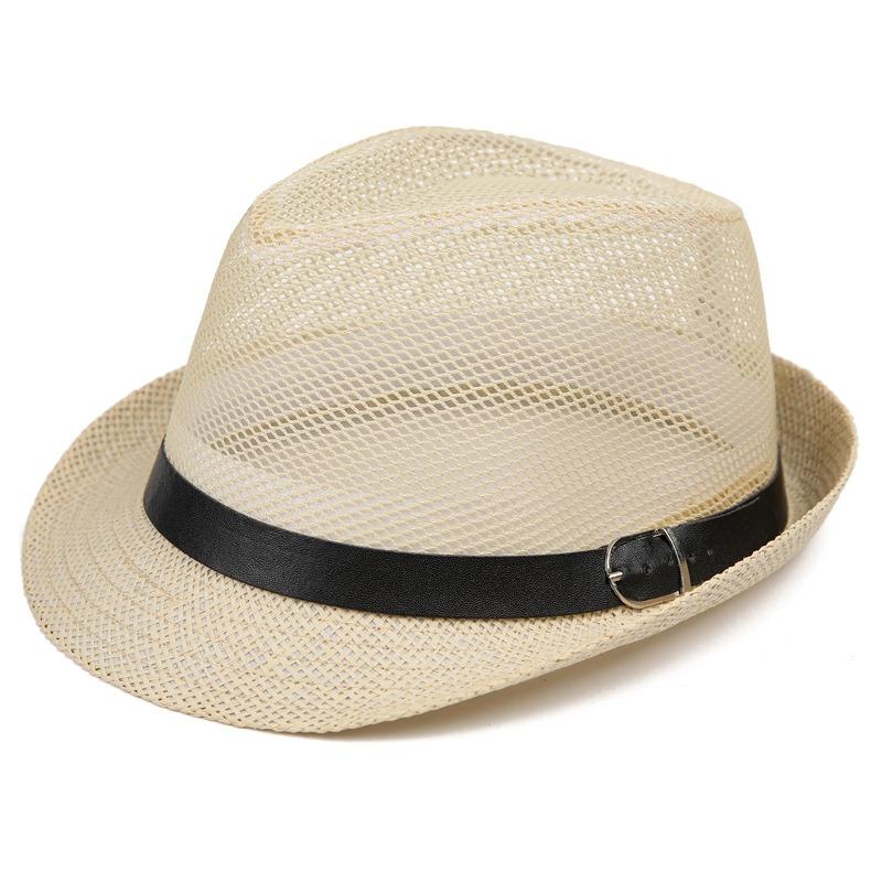Summer hat men's top hat sunscreen breathable sunshade straw hat cool hat grandpa outdoor mesh hat