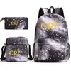 CR7 Youth Printed Backpack With Shoulder Pouch Set Middle School Students Durable Oxford Fabric Breathable Shockproof