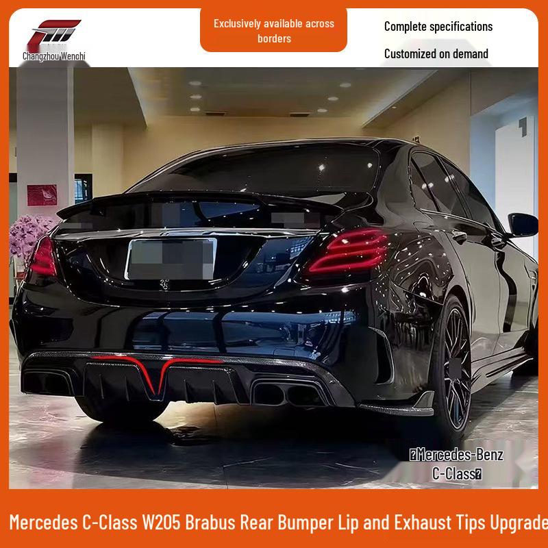 2015-2018 Mercedes-Benz C-Class W205 Brabus Rear Diffuser Kit with Exhaust Tips