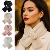 Solid Color Plush Cross Scarf Winter Warmer Neck Warmer Soft Plush Collar  For Women Girls