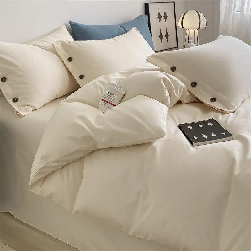 Luxury Egyptian Cotton Bedding Set Simple Nordic Duvet Cover Flat/Fitted Sheet With Pillowcase Bed Linen Queen Double King Size