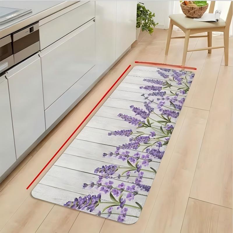 Soft Non-Slip Washable Kitchen Mat, & Floor Mat with Lavender Floral , Polyester, Kitchen Floor Mat, Kitchen MaT