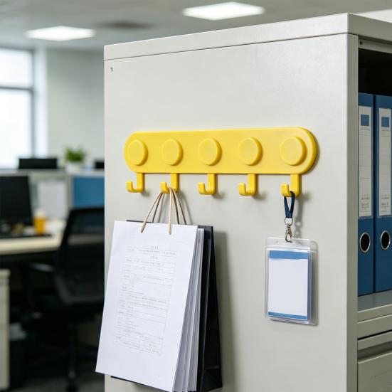 Magnetic Hook Rack with 5 Integrated Hooks Strong Magnetism No Drilling Easy Installation Organizer for Keys Masks Bags Hats