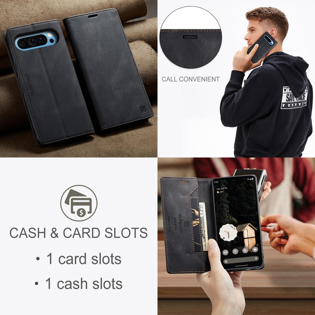 For Google Pixel 6/6 Pro/7a/Pixel 8/Pixel 8 Pro/Pixel 9/Pixel 9 Pro/Pixel 9 Pro XL/Pixel 9a Retro Luxury Style Flip Stand Anti-Drop Wallet Phone Case