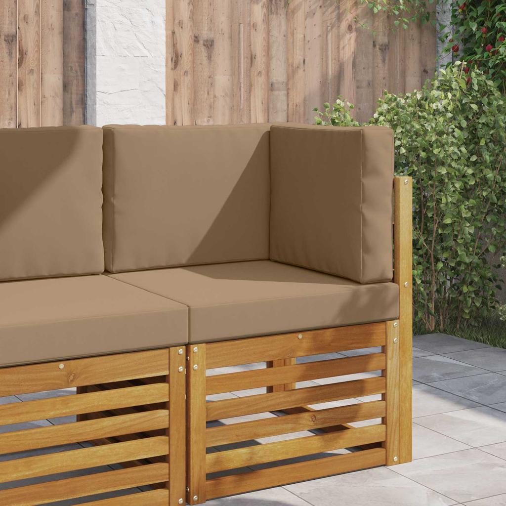 Outdoor Sofa Cushions 3 Pcs Taupe Polyester