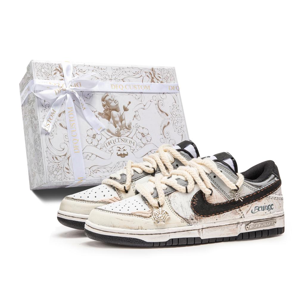 Nike Dunk Da Vinci Custom Box, Rossin Key Cushioning Quick Dry Abrasion Resistant Balance Low top Skateboard Shoes DD1391-100(TeamM--BOX)