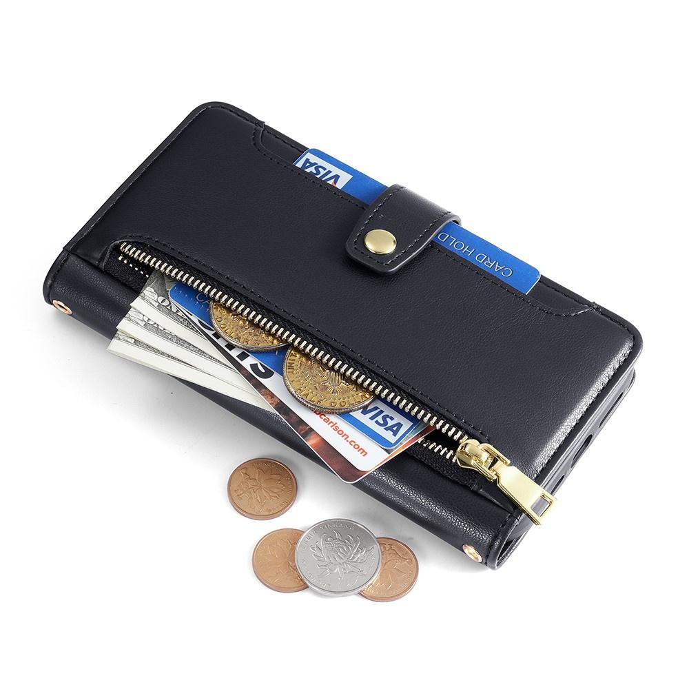 Flip Case for Motorola Moto G04 / G24 / G24 Power, Wallet Zipper Pocket, Black