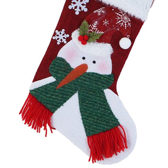 Christmas Stocking Snowman Santa Design Soft Xmas Stockings with Plush Cuff Fireplace Hanging Socks Candy Bag for Tree Fireplace Window Staircase
