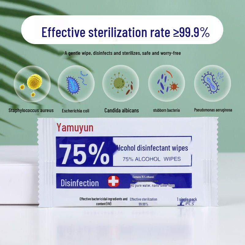 Индивидуально упакованные дезинфицирующие салфетки со спиртом 75% для офиса, дома и путешествий 130x180 mm