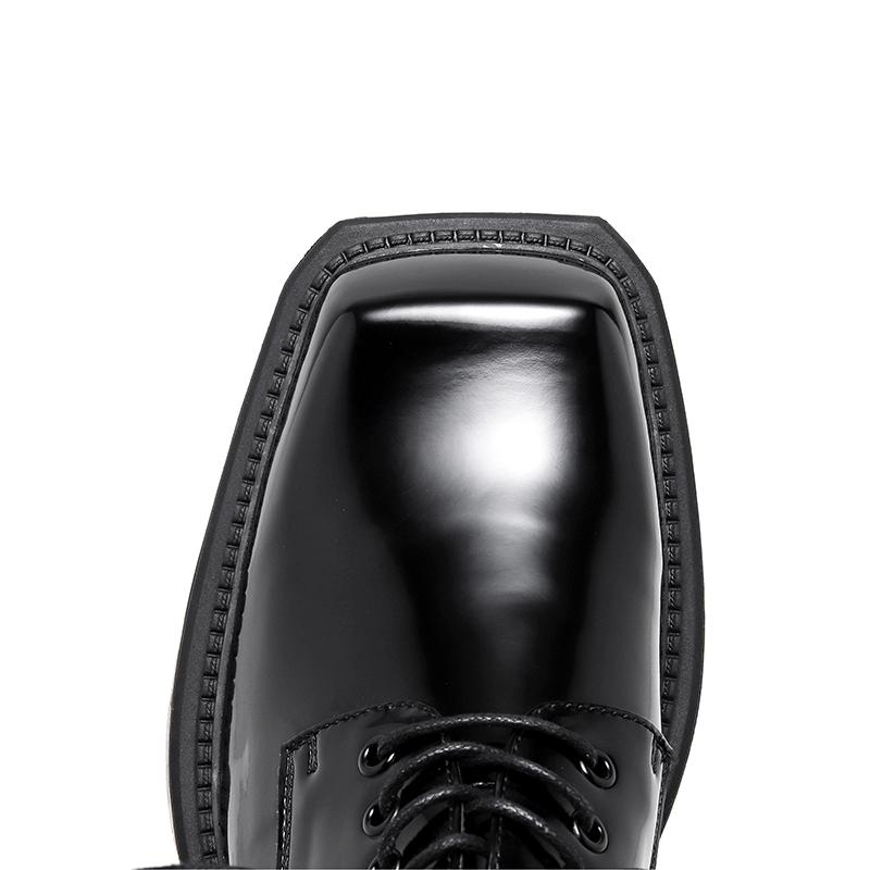 Physical Shooting British Style Business Casual Banquet Dress Square Toe Black Patent Leather Height Increasing Shoes For Men's