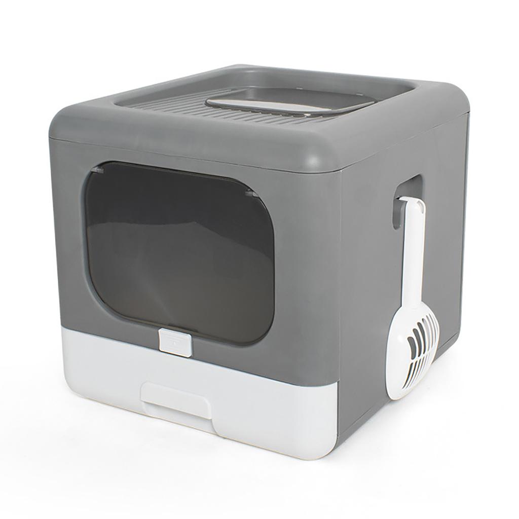Cat Litter Box Enclosed PP Odorless Foldable Anti  ing with Scoop 2 Doors Cat Toilet for Pet Supplies