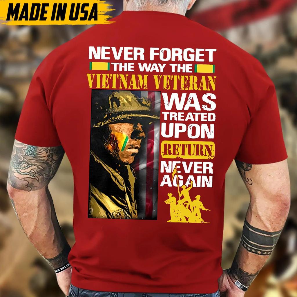 US-Veteranen-T-Shirt Geschenk für Veteranen Tag des Veteranen Geschenk Nie vergessen, wie der Vietnam-Veteran bei seiner Rückkehr behandelt wurde Nie wieder