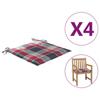 Day and Night - Day and Night Garden Chair Cushions 4 Pcs Red Plaid Fabric 50x50x3 Cm