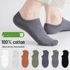 Men's Spring-Summer Long-Staple Cotton Breathable Antibacterial Non-Slip Invisible Boat Socks