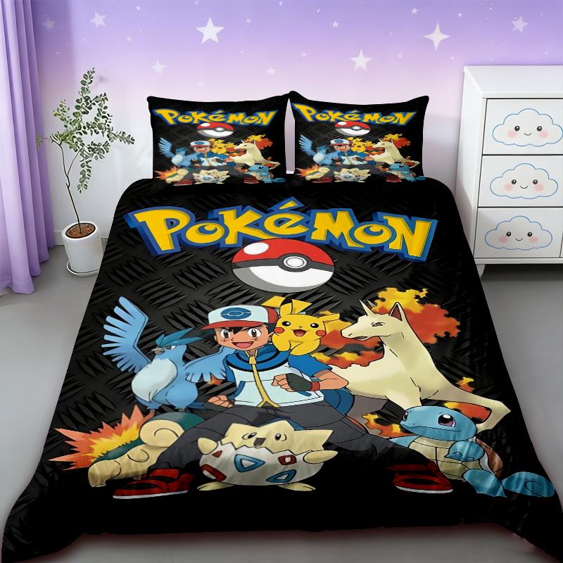 Pikachu Duvet Covers Pokemon Kids Cartoon Bedding Set Quilt Cover Twin Full Bedroom Bed Decor for Teens Best Gifts Comfortable