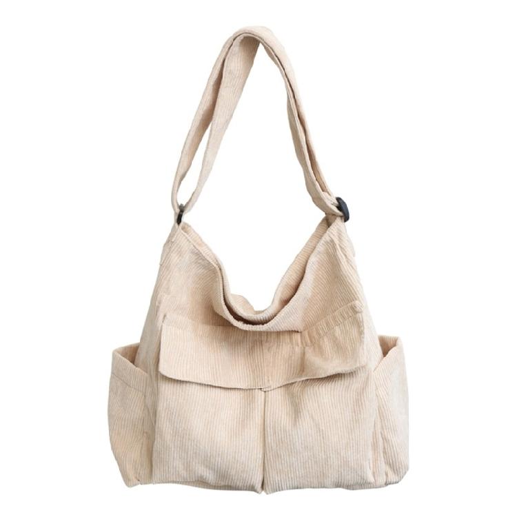 Spacious Corduroy Travel Shoulder Bag Messenger for Easy Carrying of Belongings