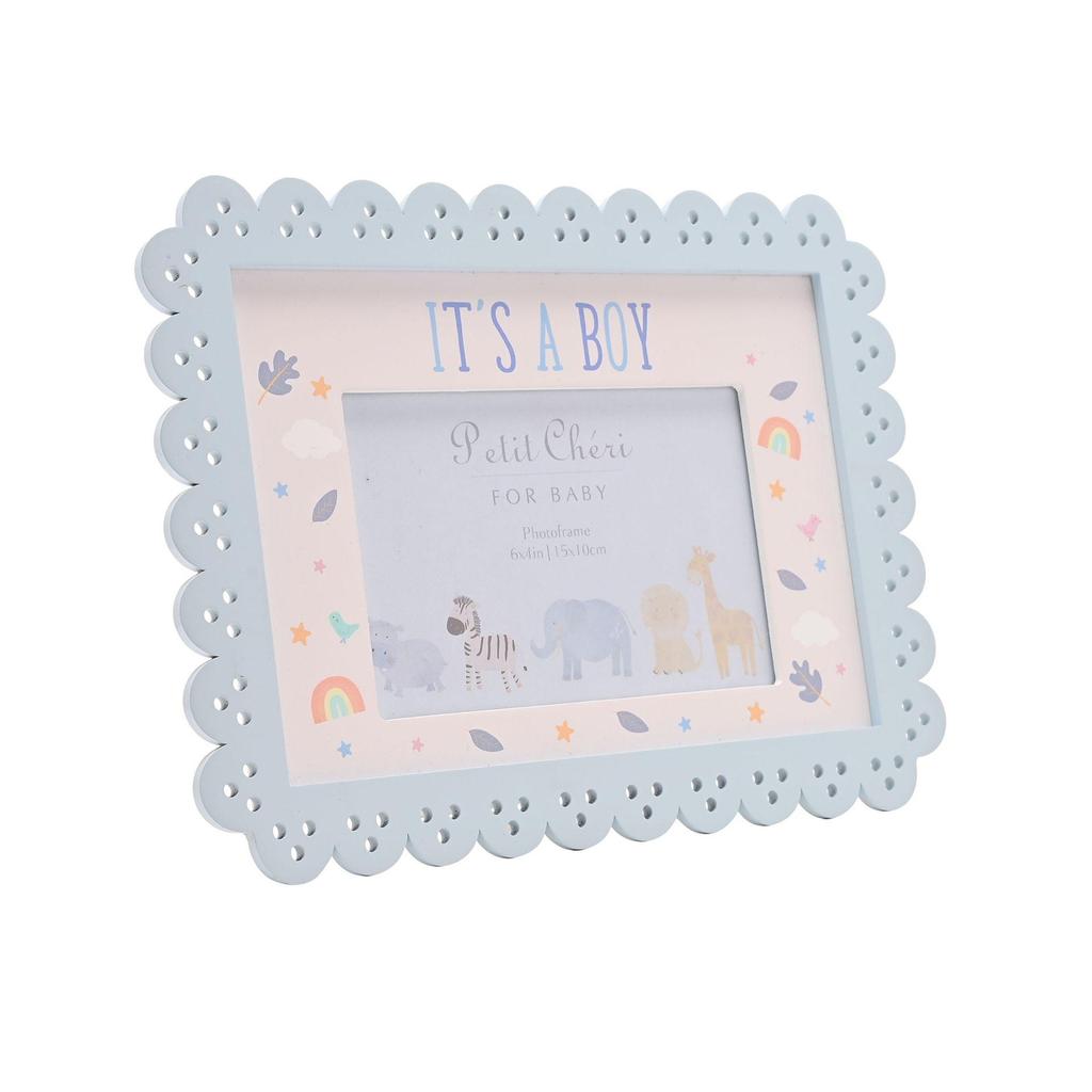 Petit Cheri Scallop Frame 6 X 4 Blue - Its A Boy