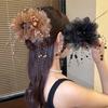 Fashion Elegant Mesh Flower Hair Claws Grab Pearl Tassel Women Shark Ponytail Hair Clips Hairpins Hair Accessories Headdress